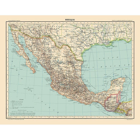 Mexico - Schrader 1908 Black Modern Wood Framed Art Print by Schrader