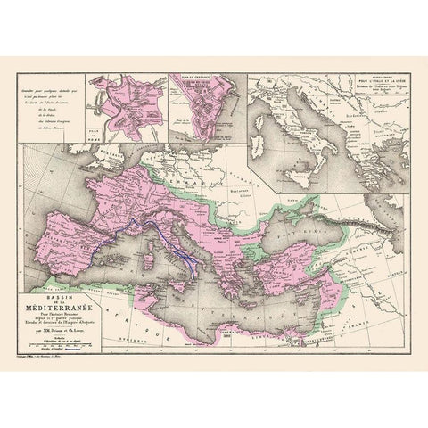 Mediterranean Basin Europe - Drioux 1882 White Modern Wood Framed Art Print by Drioux