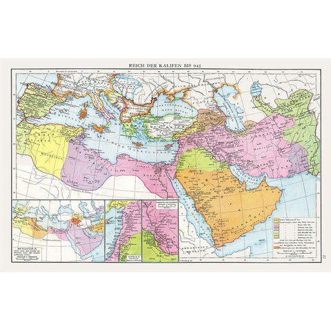 Middle East Caliphate to 945 - Droysen 1886 Gold Ornate Wood Framed Art Print with Double Matting by Droysen