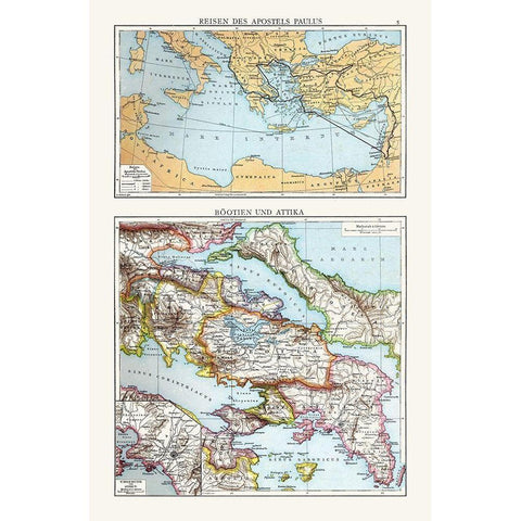 Travels of Paul Boeotia Attica Middle East Greece Black Modern Wood Framed Art Print with Double Matting by Droysen