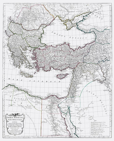 Ancient Middle East Greece Turkey Syria Black Ornate Wood Framed Art Print with Double Matting by D''Anville