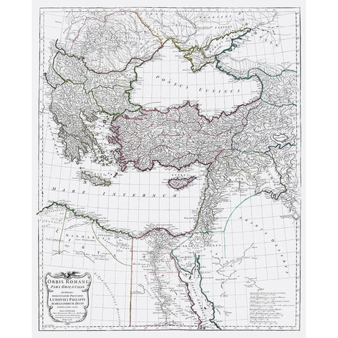 Ancient Middle East Greece Turkey Syria Gold Ornate Wood Framed Art Print with Double Matting by D''Anville