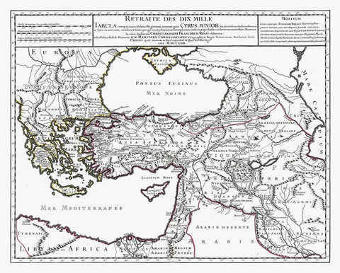 Middle East Turkey Greece Iraq - De Lisle 1731 Black Ornate Wood Framed Art Print with Double Matting by De L''isle