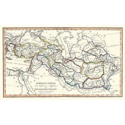 Alexanders Travels Asia Middle East - Fenner 1830 Black Modern Wood Framed Art Print with Double Matting by Fenner