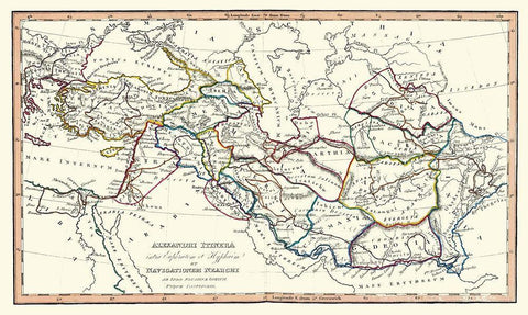 Alexanders Travels Asia Middle East - Fenner 1830 White Modern Wood Framed Art Print with Double Matting by Fenner