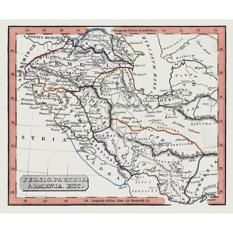 Middle East Parthian Empire Persia Armenia Gold Ornate Wood Framed Art Print with Double Matting by Fenner