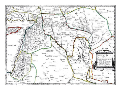 Middle East Assyria Turkey Iraq - Sanson 1641 Black Ornate Wood Framed Art Print with Double Matting by Sanson