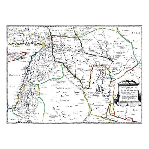 Middle East Assyria Turkey Iraq - Sanson 1641 White Modern Wood Framed Art Print by Sanson