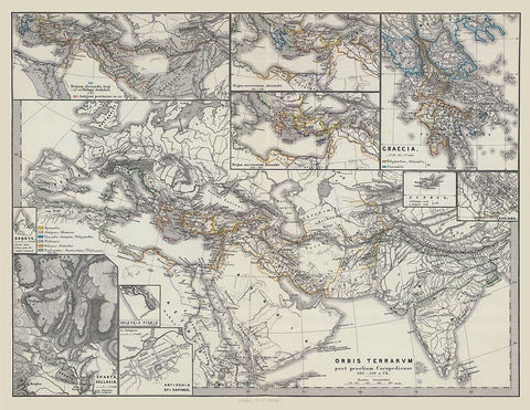 Middle East Asia Europe - Spruner 1865 White Modern Wood Framed Art Print with Double Matting by Spruner