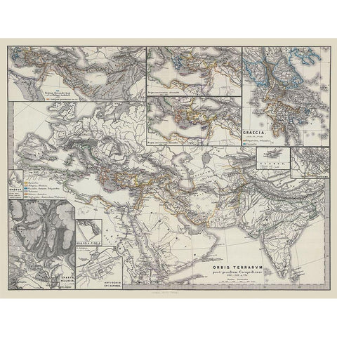 Middle East Asia Europe - Spruner 1865 Black Modern Wood Framed Art Print by Spruner