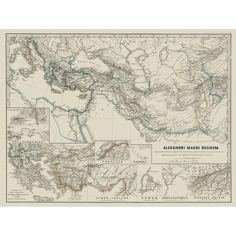 Middle East Alexander the Great - Spruner 1865 Gold Ornate Wood Framed Art Print with Double Matting by Spruner