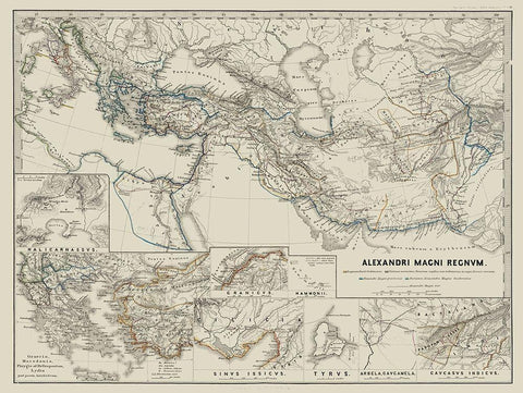 Middle East Alexander the Great - Spruner 1865 Black Ornate Wood Framed Art Print with Double Matting by Spruner