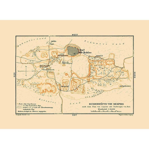 Memphis Egypt Africa - Baedeker 1913 White Modern Wood Framed Art Print by Baedeker