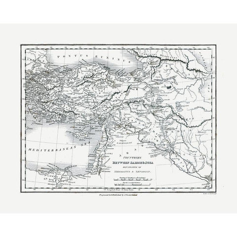 Middle East Countries between Sardis Susa White Modern Wood Framed Art Print by Oxford