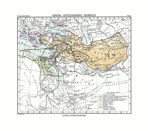 East Ancient Kingdom Middle East - Perthes 1896 Black Ornate Wood Framed Art Print with Double Matting by Perthes