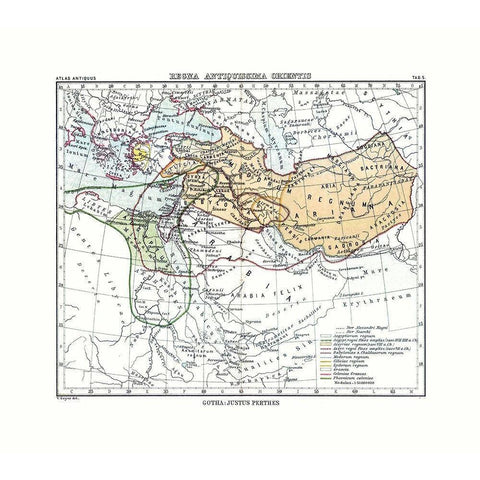 East Ancient Kingdom Middle East - Perthes 1896 Black Modern Wood Framed Art Print with Double Matting by Perthes