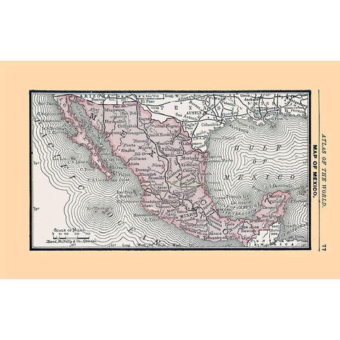 Mexico - Alden 1886 Gold Ornate Wood Framed Art Print with Double Matting by Alden