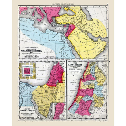 Sacred Geography Middle East - Mitchell 1844 Black Modern Wood Framed Art Print with Double Matting by Mitchell