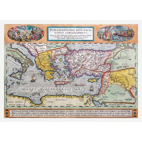 Journeys of Paul Middle East - Ortelius 1570 Black Modern Wood Framed Art Print by Ortelius