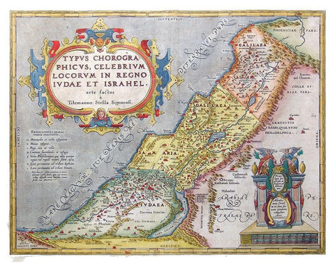 Kingdoms of Judea Israel Middle East White Modern Wood Framed Art Print with Double Matting by Ortelius