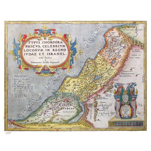 Kingdoms of Judea Israel Middle East Black Modern Wood Framed Art Print with Double Matting by Ortelius