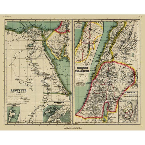 Middle East Egypt Palestina Phoenice - Kiepert Black Modern Wood Framed Art Print by Kiepert