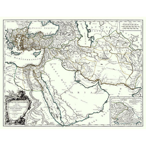 Middle East Alexander the Great - Vaugondy 1757 Black Modern Wood Framed Art Print by Vaugondy