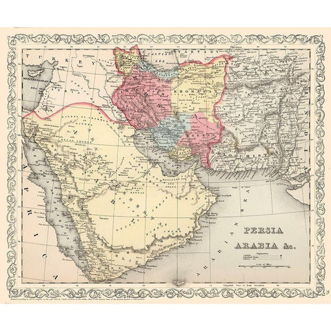 Middle East Persia Arabia - Mitchell 1857 White Modern Wood Framed Art Print by Mitchell