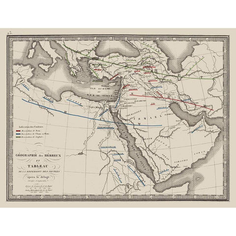 Middle East Dispersion of Hebrew People White Modern Wood Framed Art Print by Monin