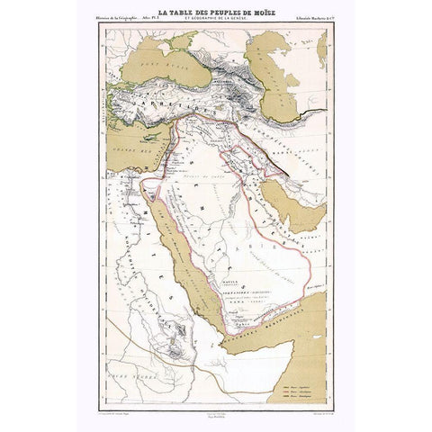 Middle East People of Moses Genesis Black Modern Wood Framed Art Print by Vivien de Saint