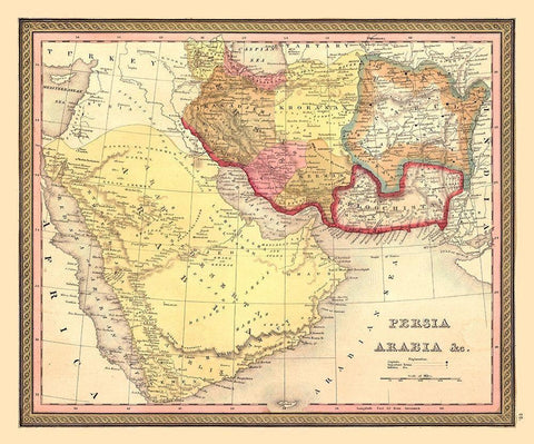 Middle East Persia Arabia - Mitchell 1849 White Modern Wood Framed Art Print with Double Matting by Mitchell