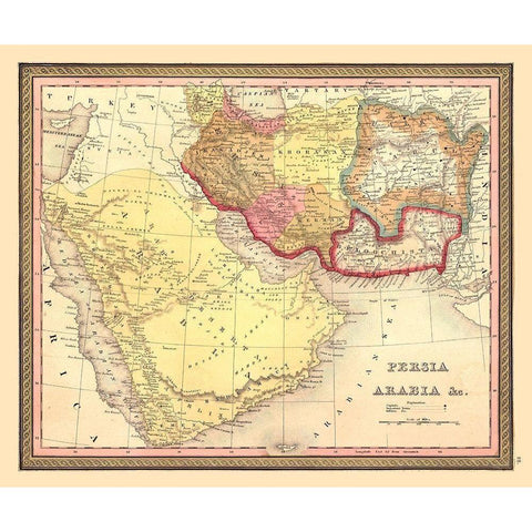 Middle East Persia Arabia - Mitchell 1849 White Modern Wood Framed Art Print by Mitchell