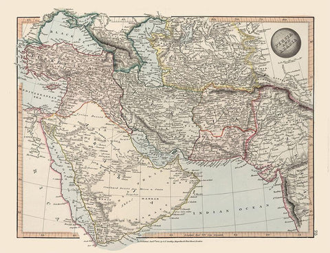 Middle East Persia Arabia - Arrowsmith 1825 White Modern Wood Framed Art Print with Double Matting by Arrowsmith