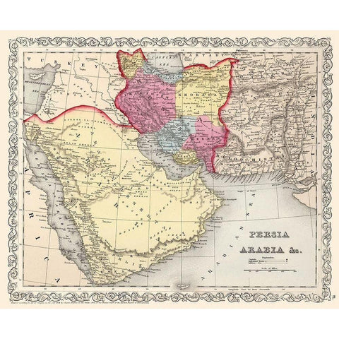 Middle East Persia Arabia - Mitchell 1857 Black Modern Wood Framed Art Print with Double Matting by Mitchell