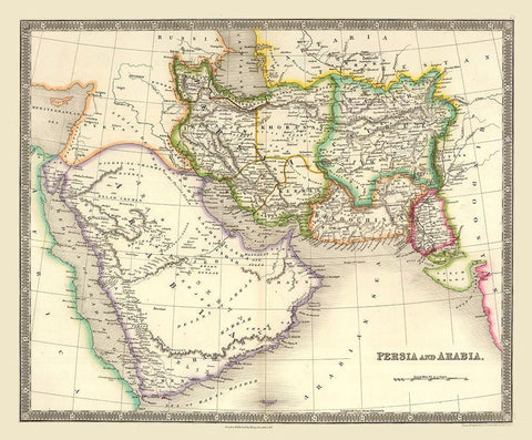 Middle East Persia Arabia - Teesdale 1844 White Modern Wood Framed Art Print with Double Matting by Teesdale