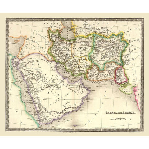 Middle East Persia Arabia - Teesdale 1844 Gold Ornate Wood Framed Art Print with Double Matting by Teesdale