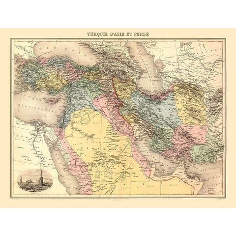 Middle East Turkey in Asia Persia - Migeon 1892 White Modern Wood Framed Art Print by Migeon