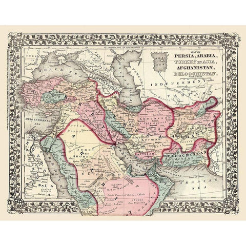 Middle East Turkey Persia Arabia Afghanistan White Modern Wood Framed Art Print by Mitchell