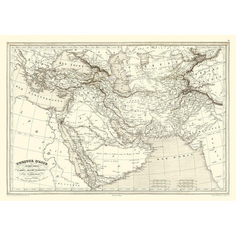 Middle East Turkey Arabia Persia Turkestan Black Modern Wood Framed Art Print with Double Matting by Monin