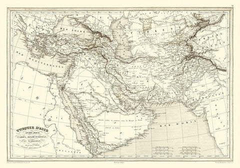 Middle East Turkey Arabia Persia Turkestan Black Ornate Wood Framed Art Print with Double Matting by Monin