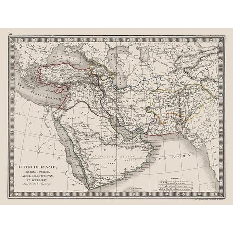 Middle East Turkey in Asia Arabia Persia Gold Ornate Wood Framed Art Print with Double Matting by Monin