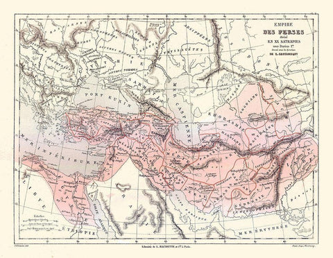 Middle East Persian Empire - Cortambert 1880 Black Ornate Wood Framed Art Print with Double Matting by Cortambert
