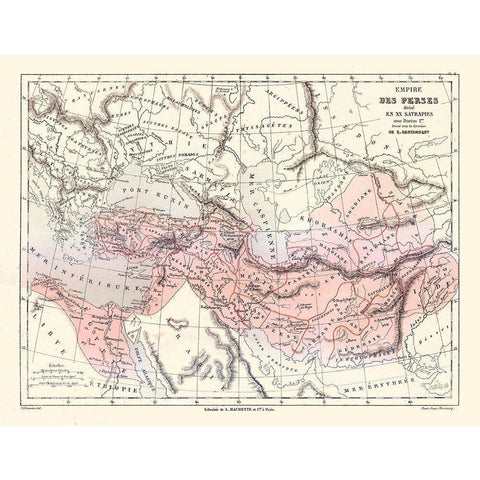 Middle East Persian Empire - Cortambert 1880 Black Modern Wood Framed Art Print by Cortambert