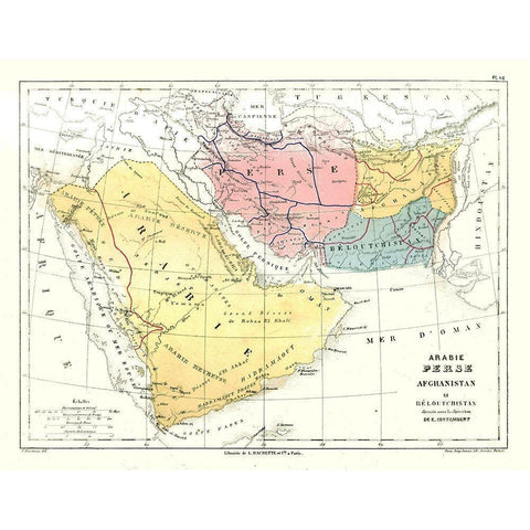 Middle East Arabia Persia Pakistan Afghanistan White Modern Wood Framed Art Print by Cortambert