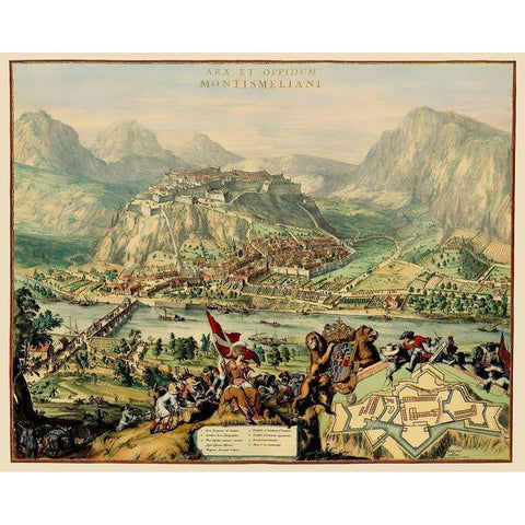 Montmelian Fortress France - DeHooghe 1675 Black Modern Wood Framed Art Print by De Hooghe