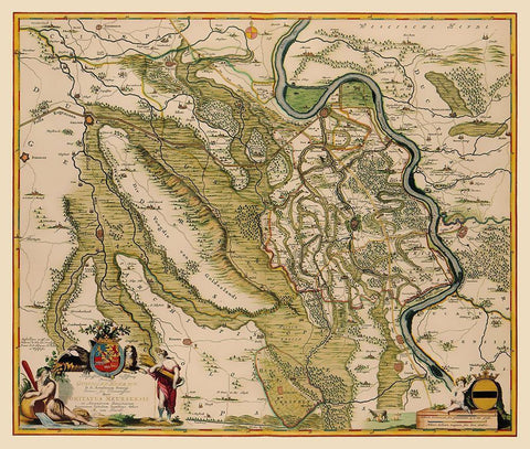 Moers County Germany - De Wit 1688 Black Ornate Wood Framed Art Print with Double Matting by De Wit