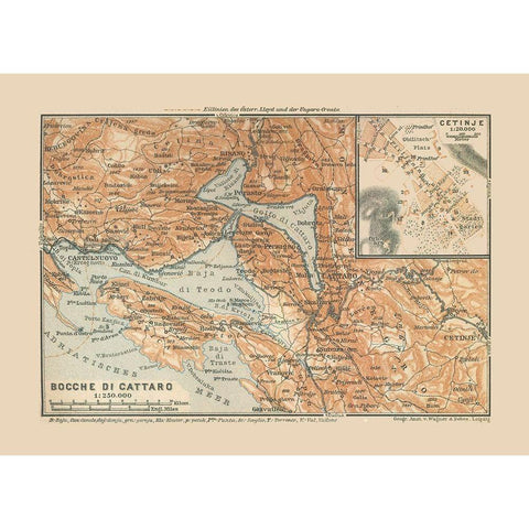 Europe Bay of Kotor Montenegro - Baedeker 1910 White Modern Wood Framed Art Print by Baedeker