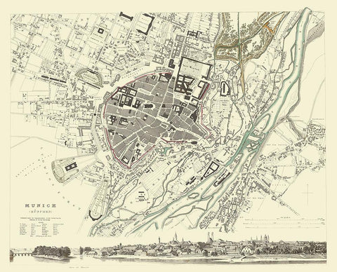 Munich Germany - Chapman 1837 White Modern Wood Framed Art Print with Double Matting by Chapman