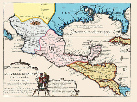 North America New Spain Mexico - 1702 White Modern Wood Framed Art Print with Double Matting by Unknown