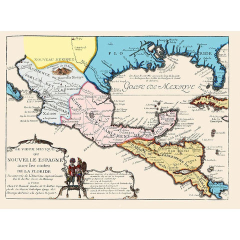 North America New Spain Mexico - 1702 Black Modern Wood Framed Art Print with Double Matting by Unknown
